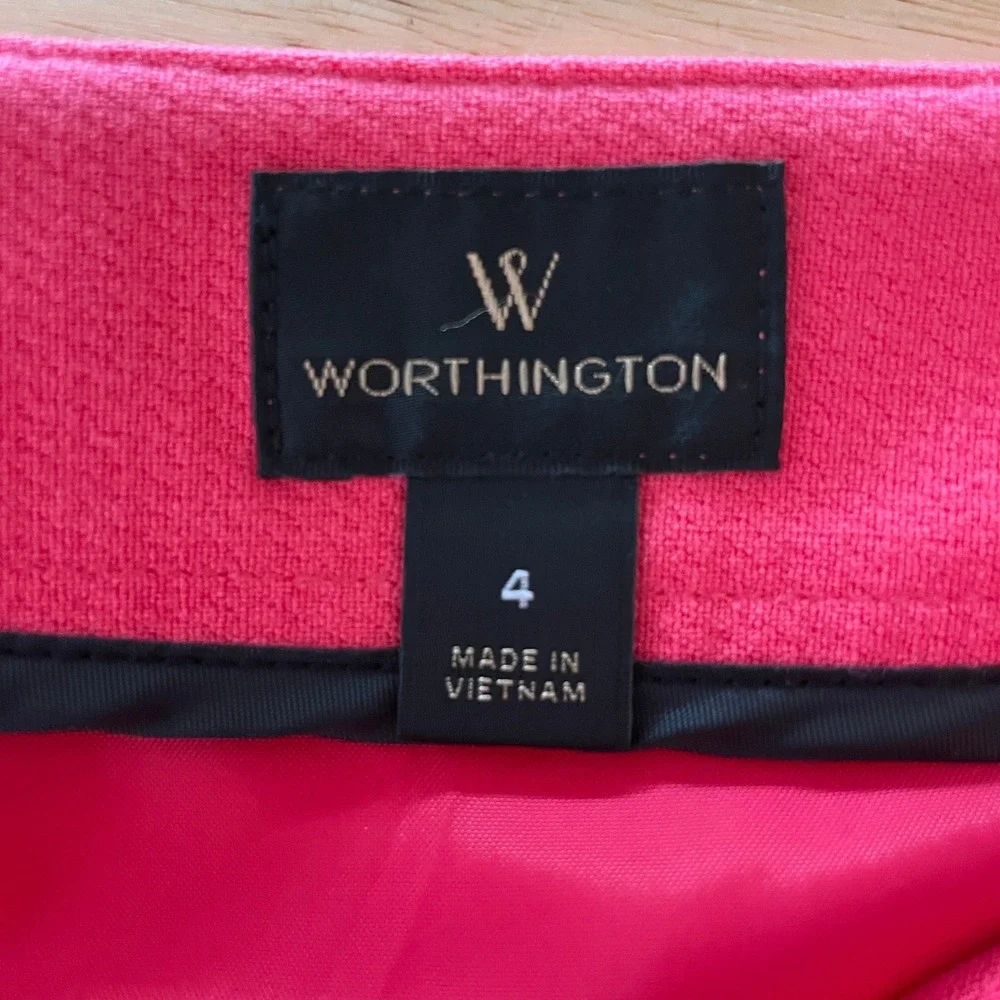 Worthington Women's Red Pencil Skirt Front Zip Accent‎ Size 4